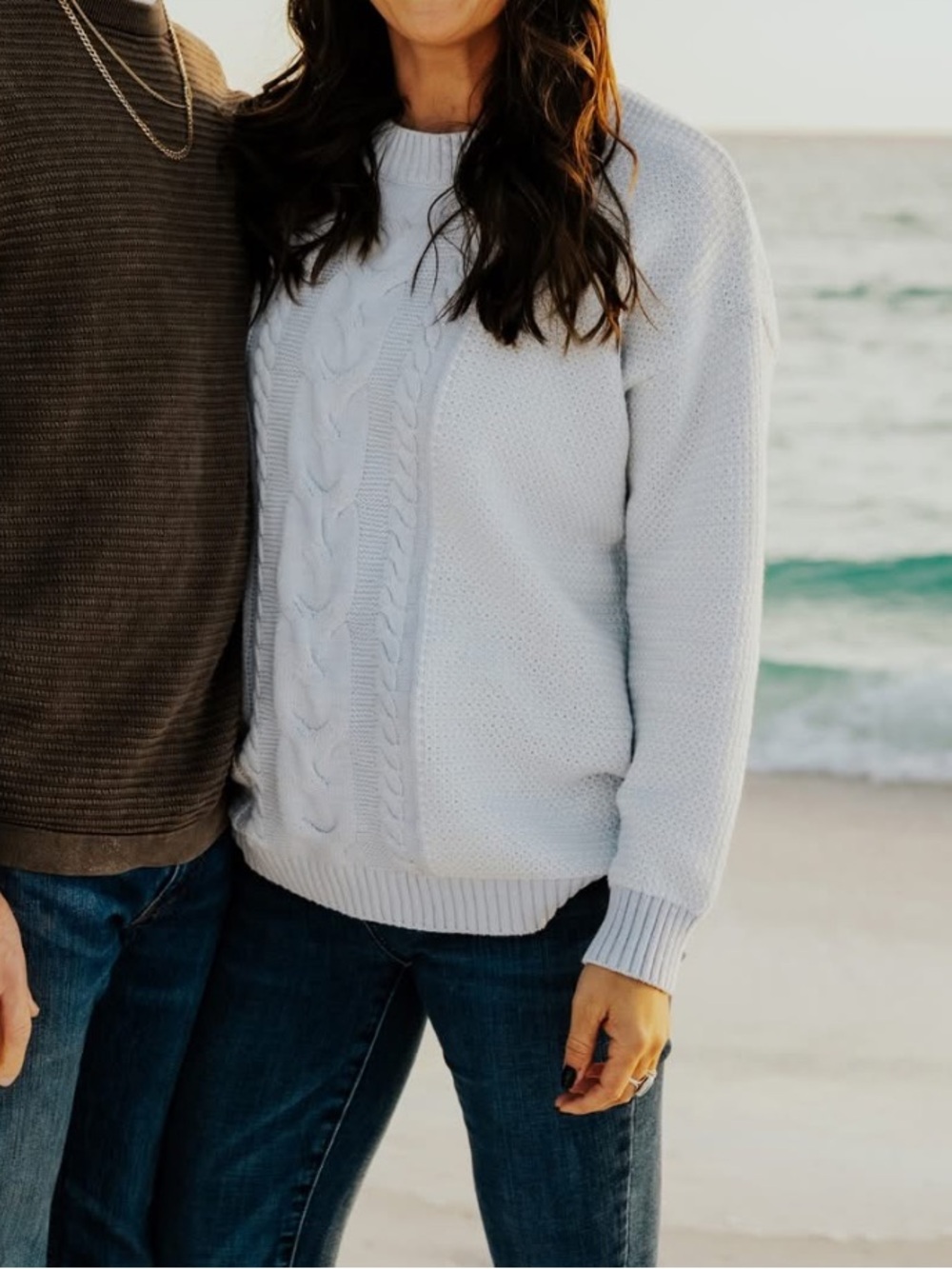 Altar'd State Pastel blue/white Crewneck Sweater NWOT